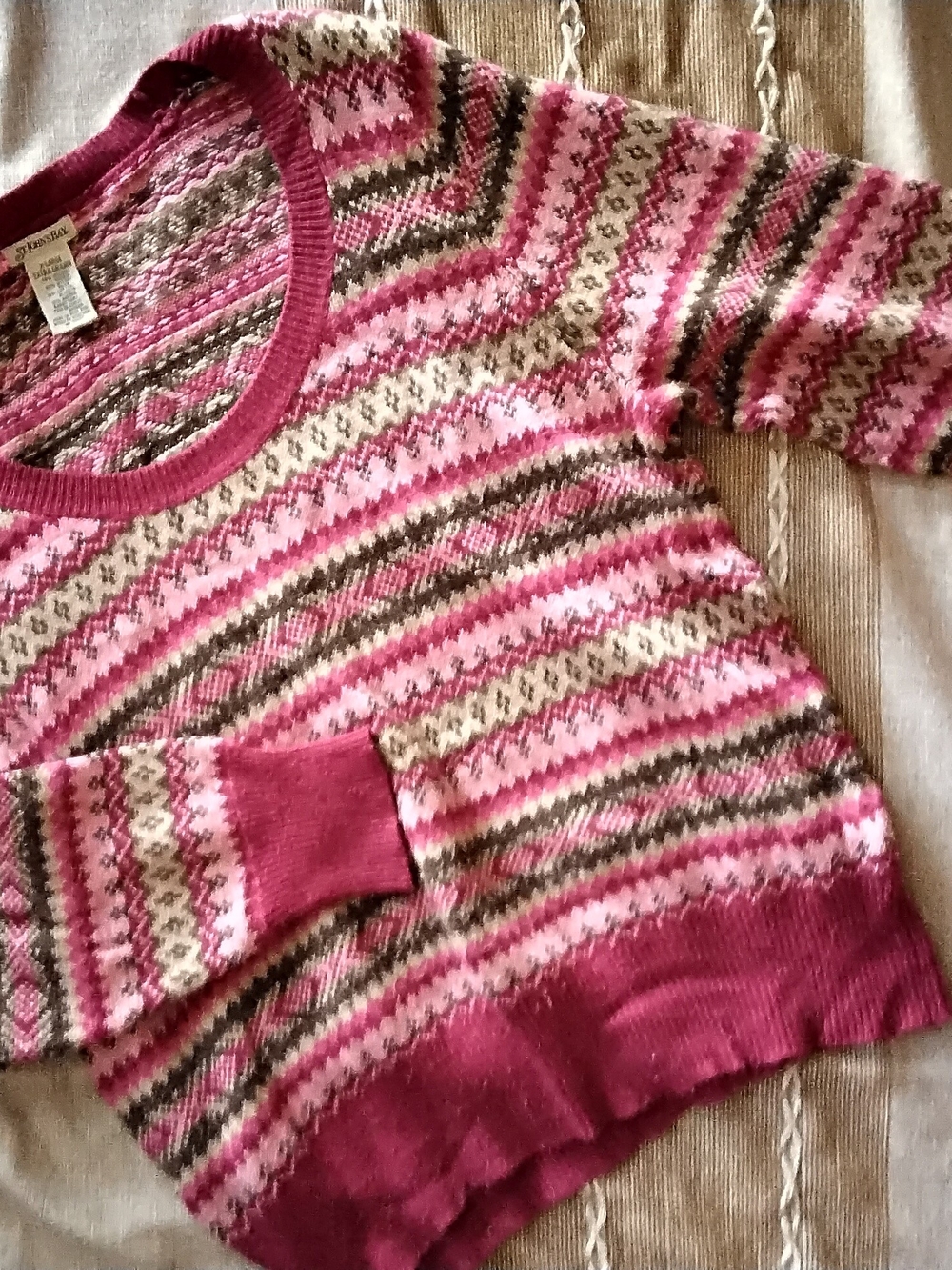 St. John's Bay Pink Fair Isle Crewneck Sweater